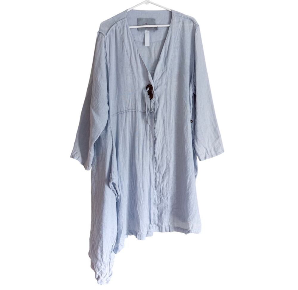 Cheyenne 100% Linen Long Tunic Cardigan Layering Piece Lagenlook Minimalist